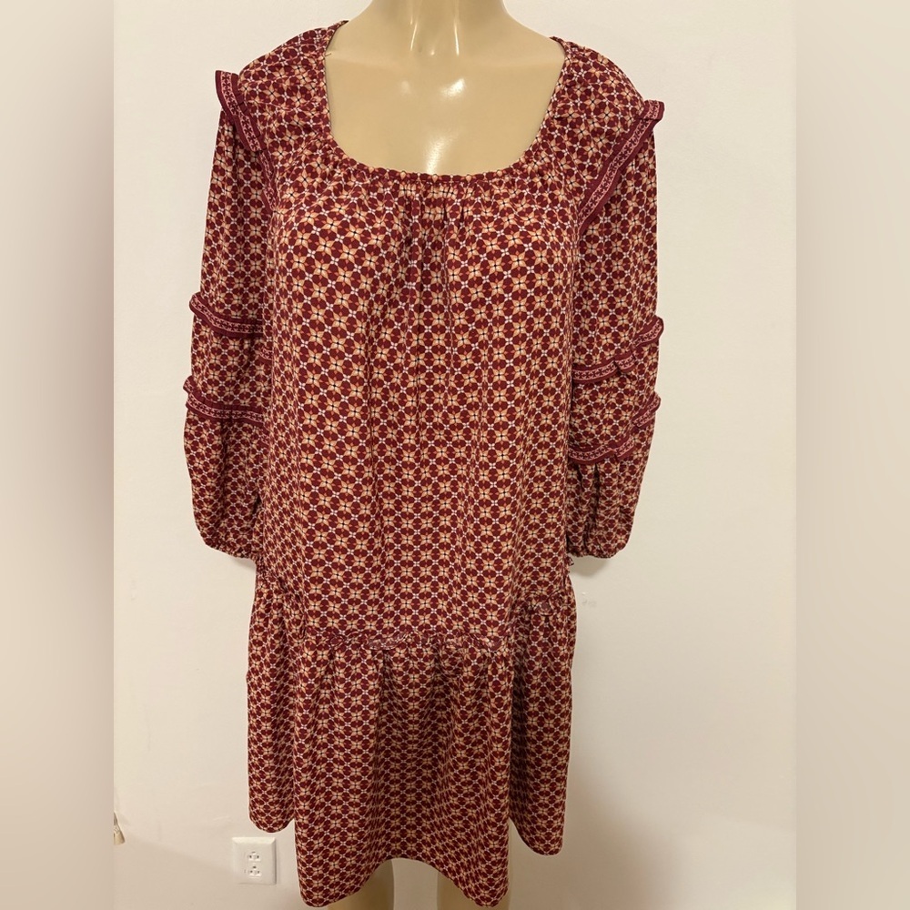 Max Edition Red Tiered Sundress with Bishop Sleeves size large